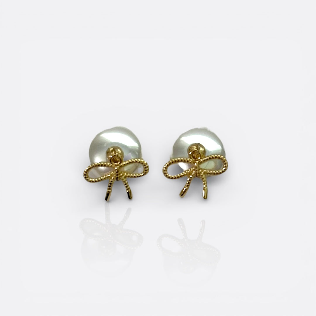 pearly bow studs