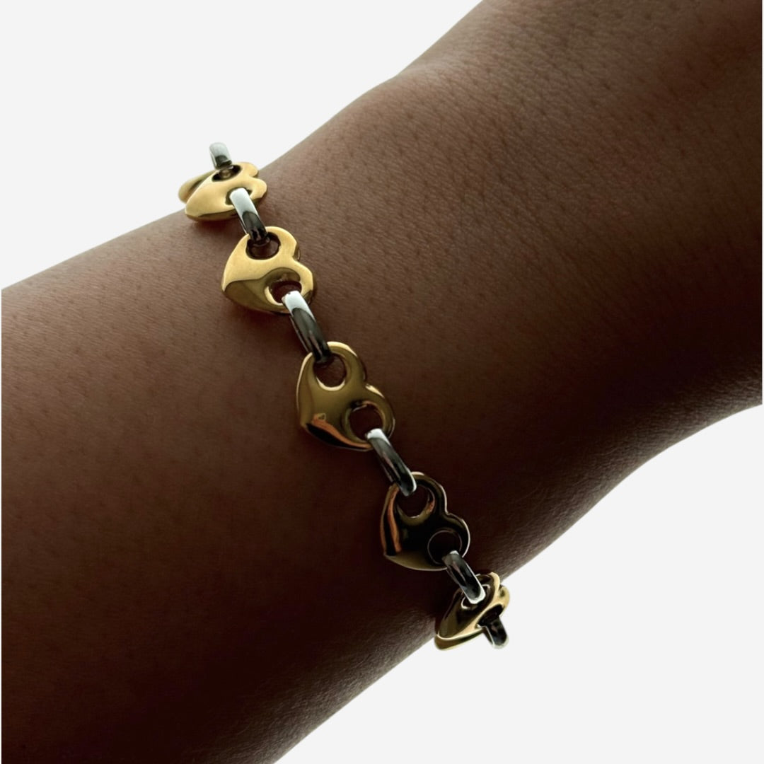 two tone heart bracelet