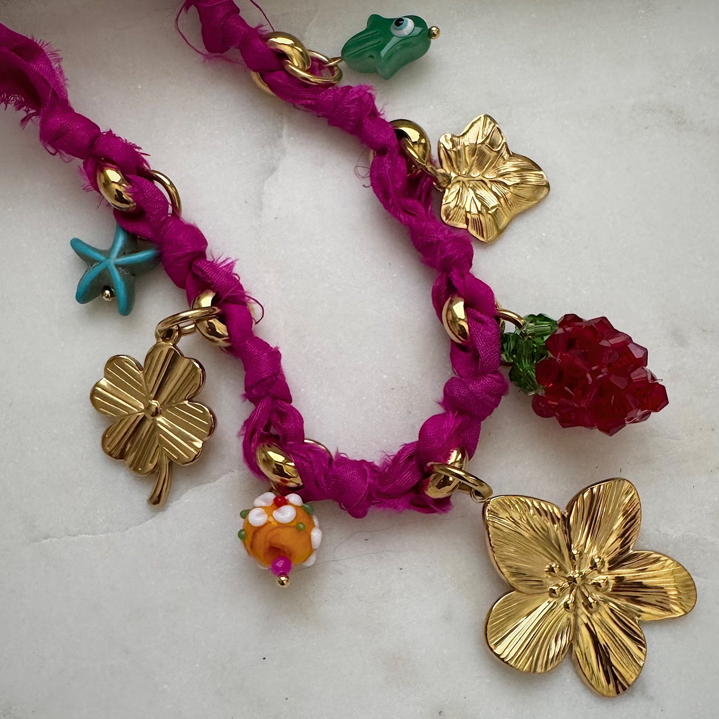 fuschia charm necklace