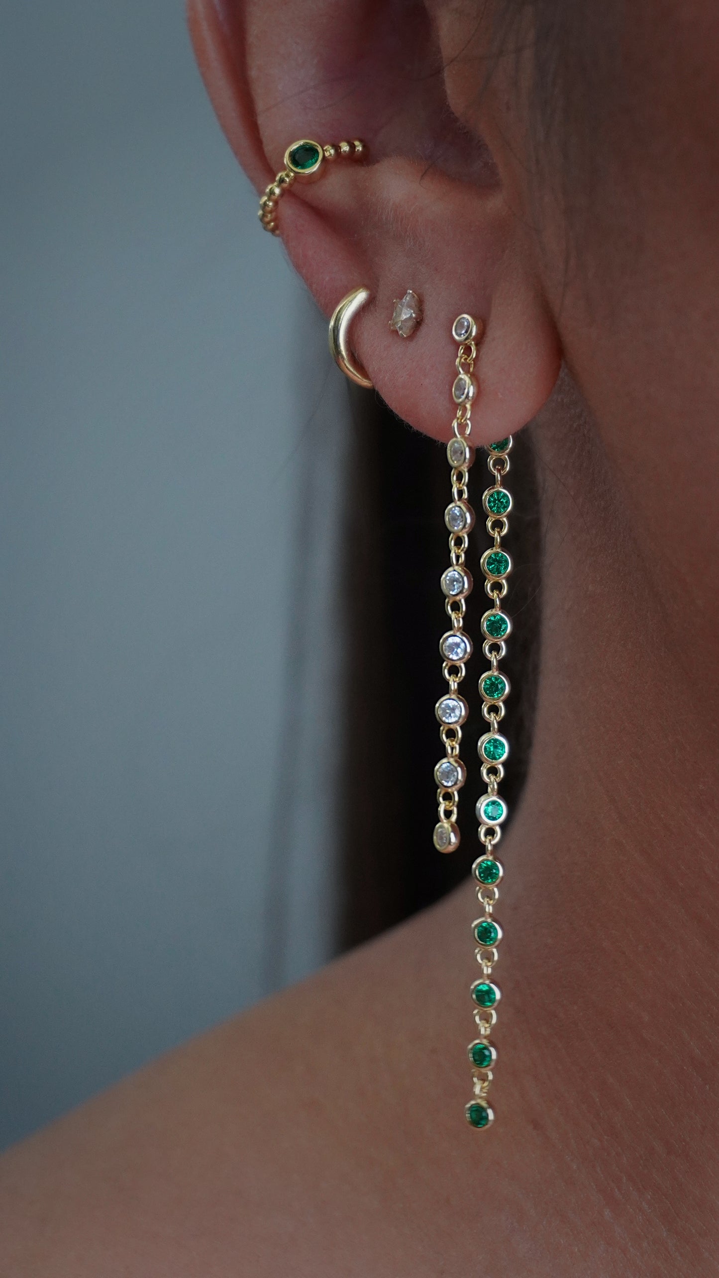 green & white dangles