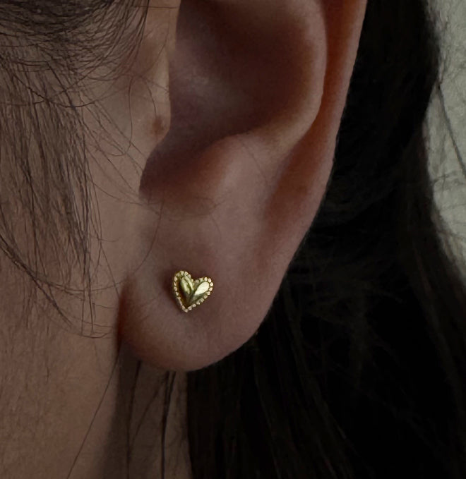 tiny gold heart studs