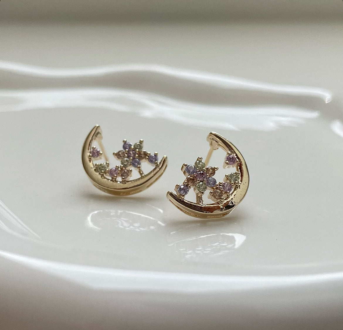 colorful moon studs