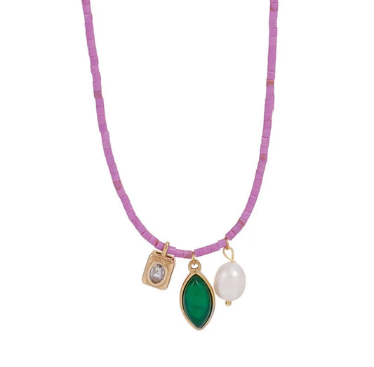 lilac & fuchsia necklace