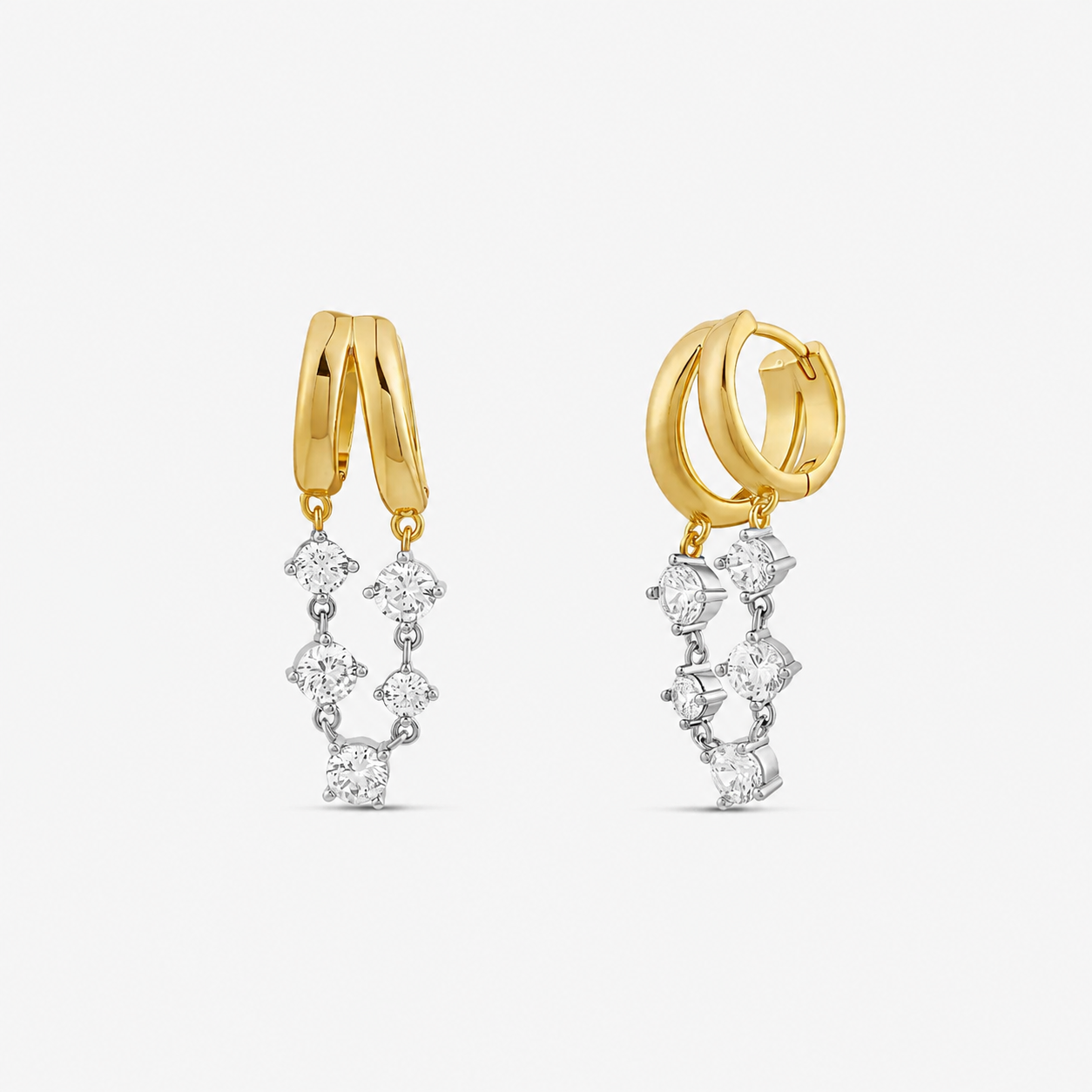 two tone dangle hoops