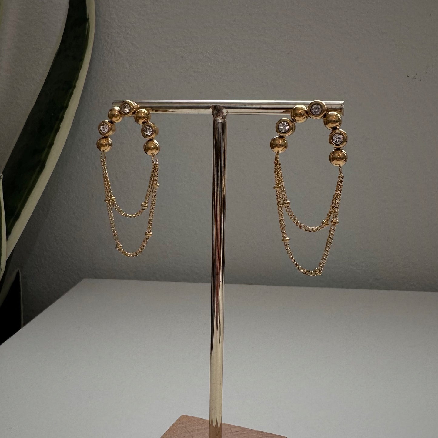 cz chained earrings