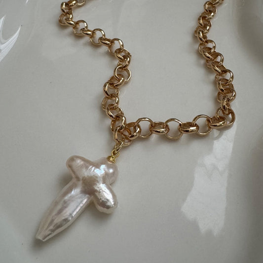 pearl cross necklace