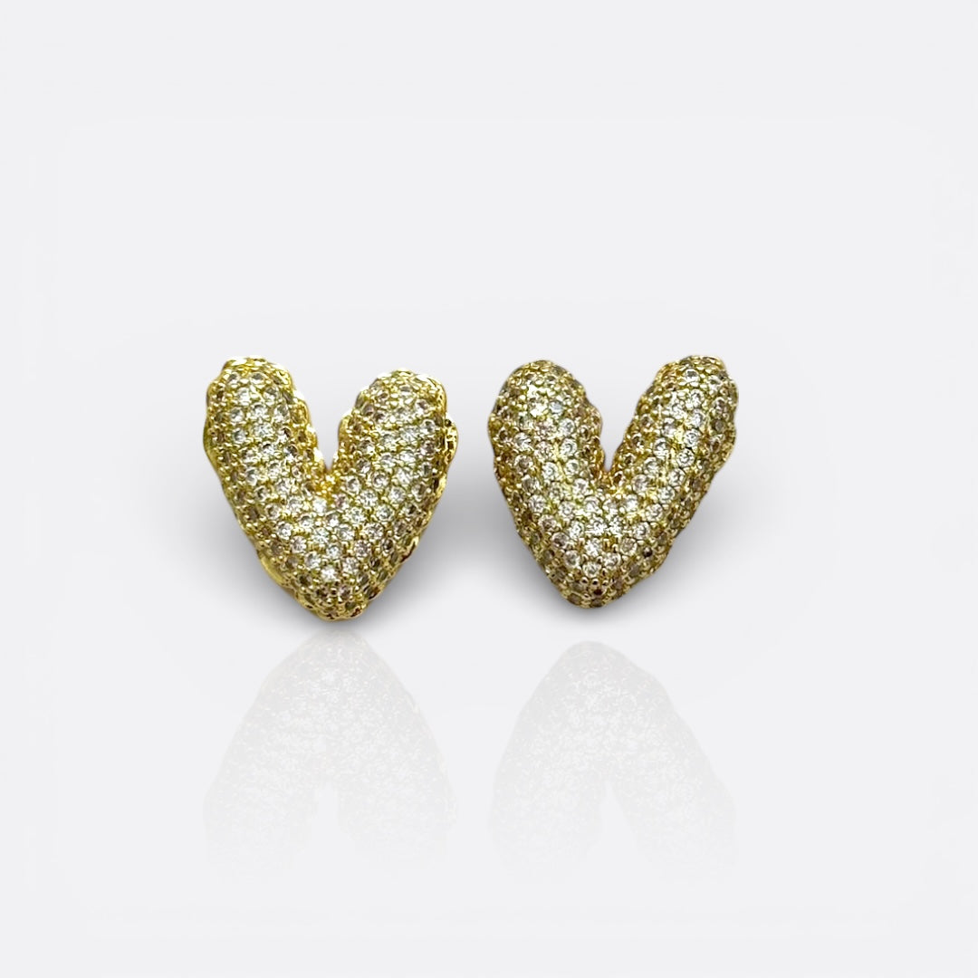 big cz heart studs