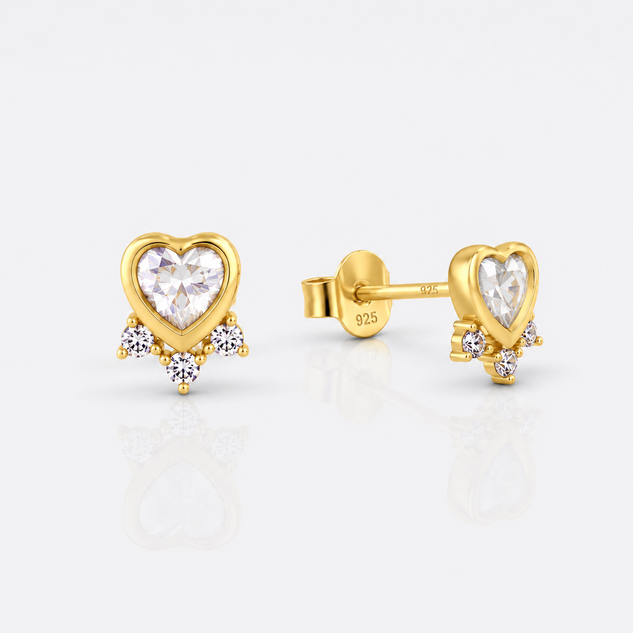 cz white heart studs