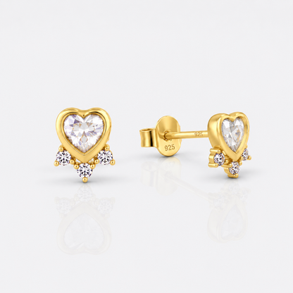 cz white heart studs
