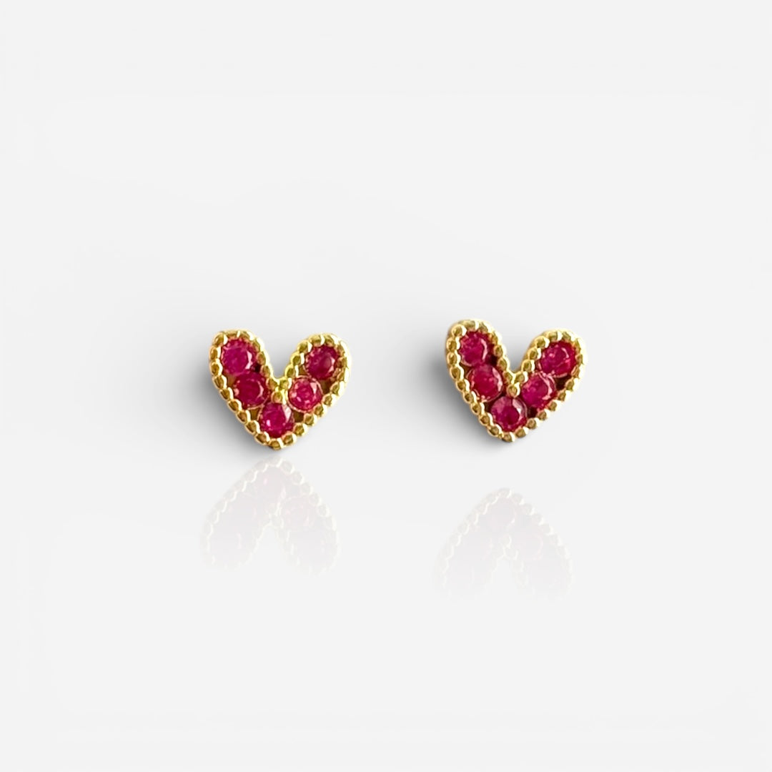 tiny fuchsia heart studs