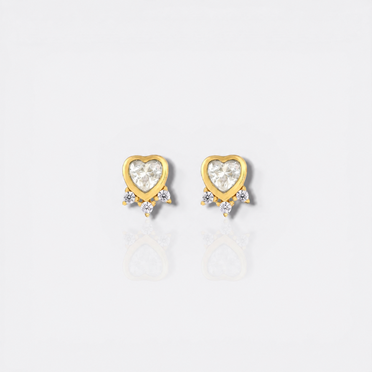 cz white heart studs