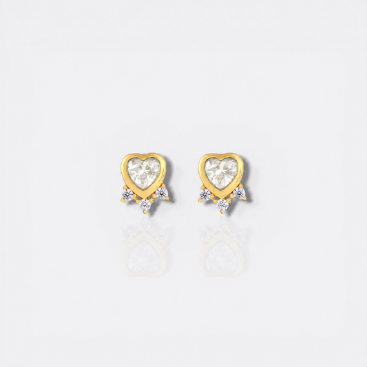 cz white heart studs