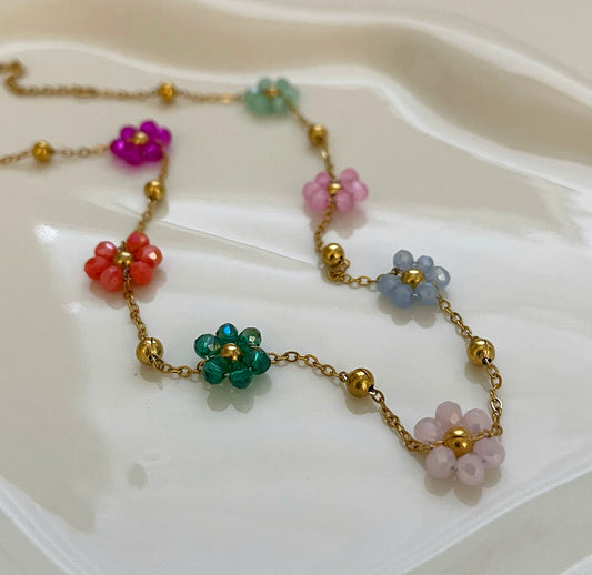 colorful flowers necklace