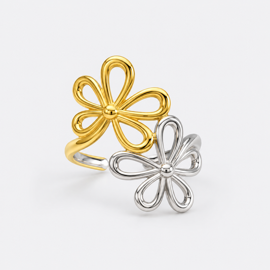 flower two tone ring
