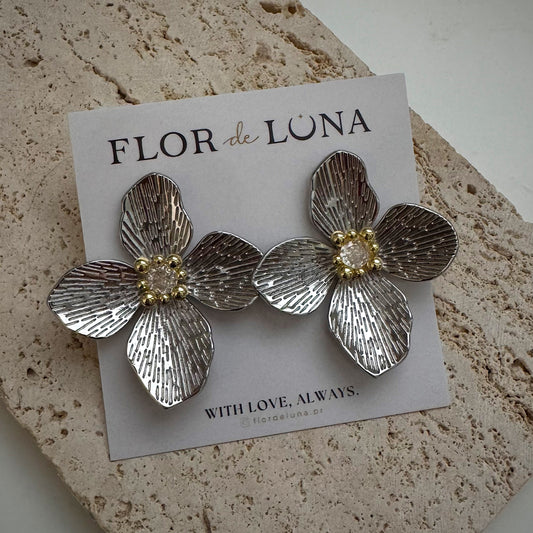 silver flower studs