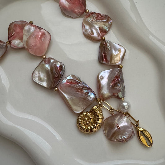 pink shell necklace