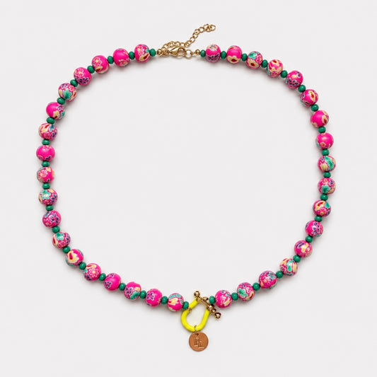 pink floral beads