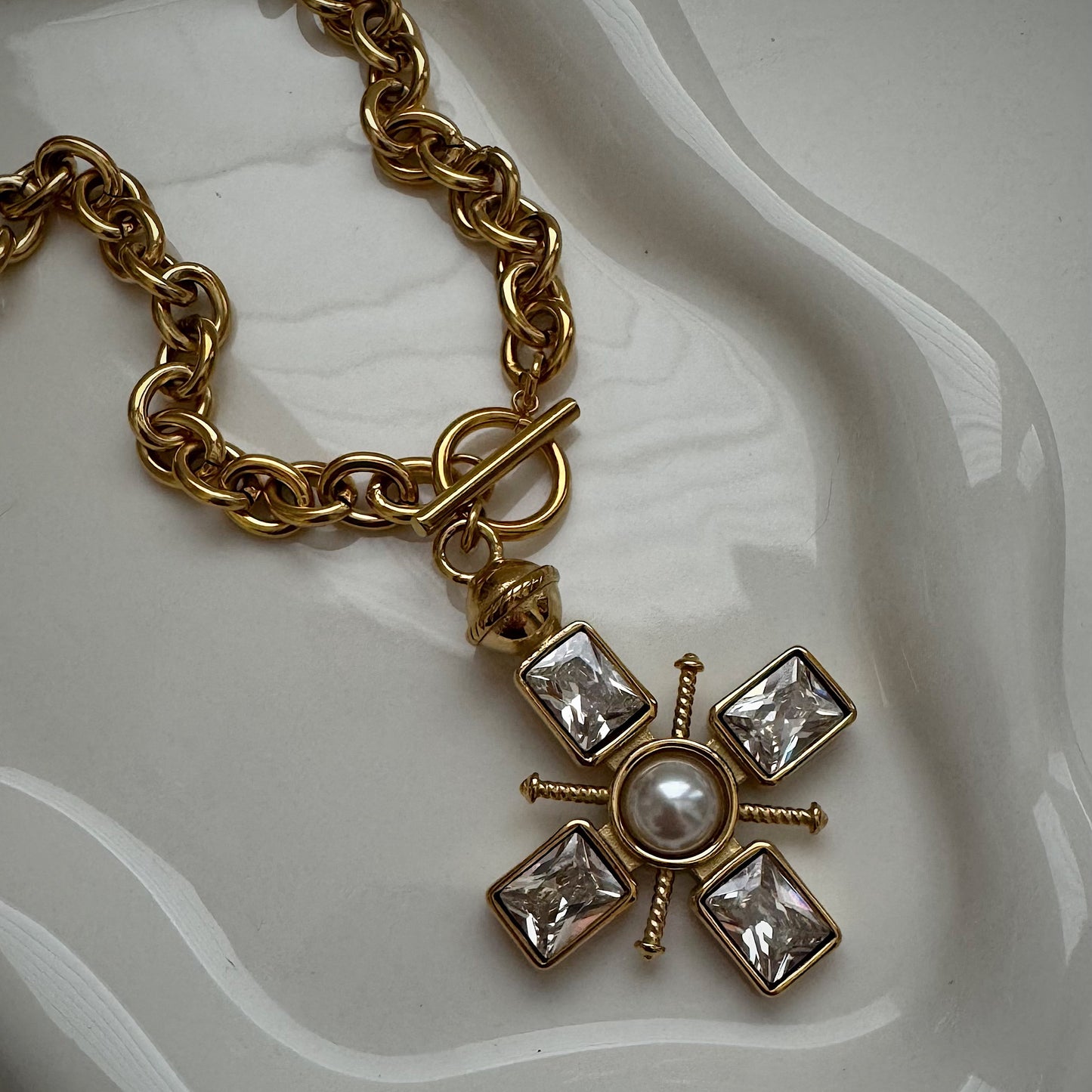 big cz cross necklace