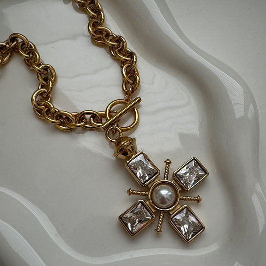 big cz cross necklace