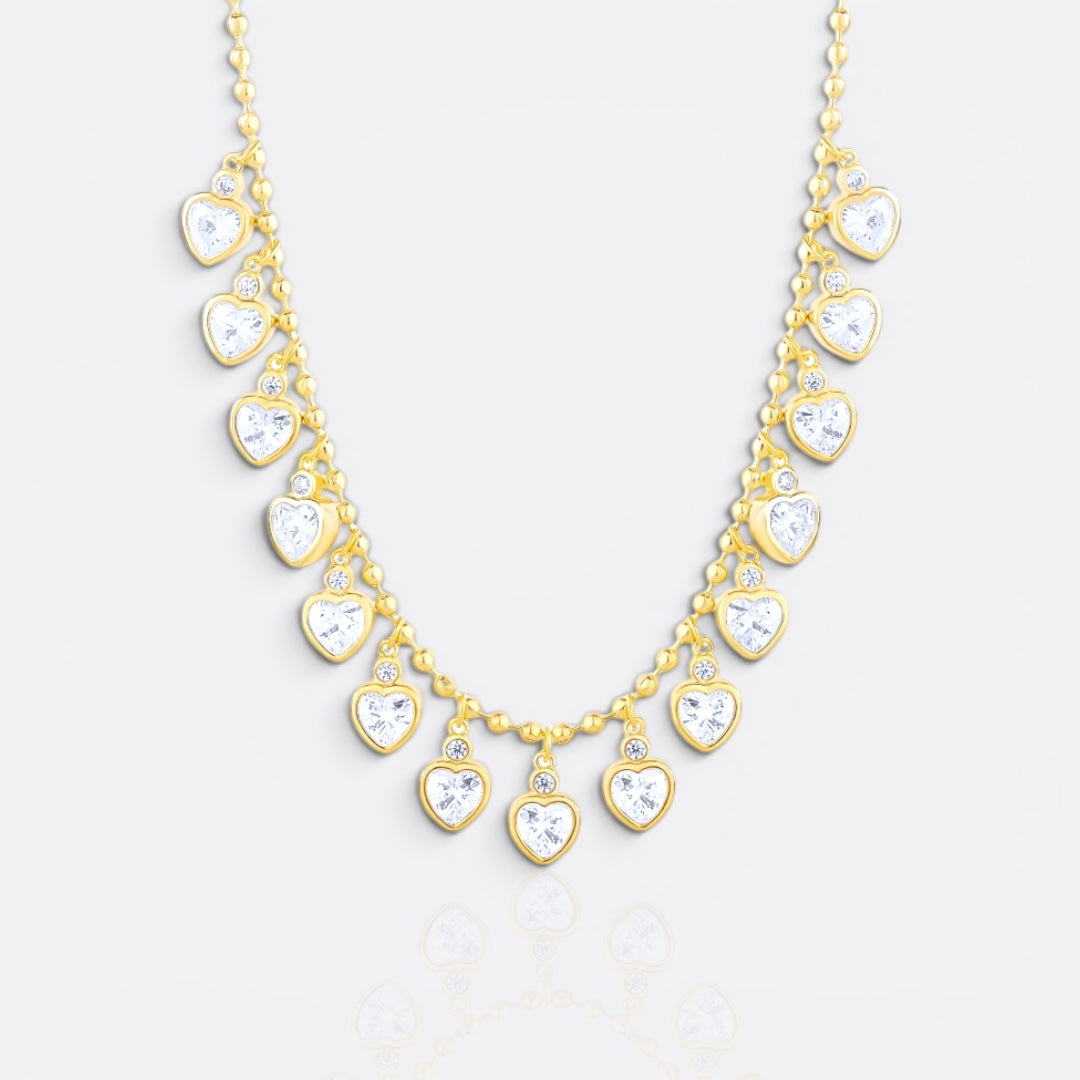 cz white hearts necklace