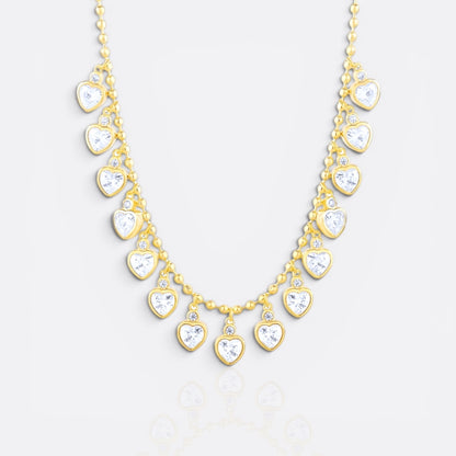 cz white hearts necklace