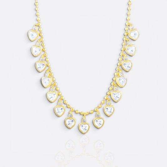 cz white hearts necklace