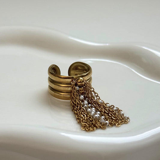 pearl and chains ring