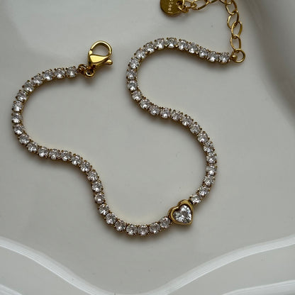 heart cz tennis bracelet