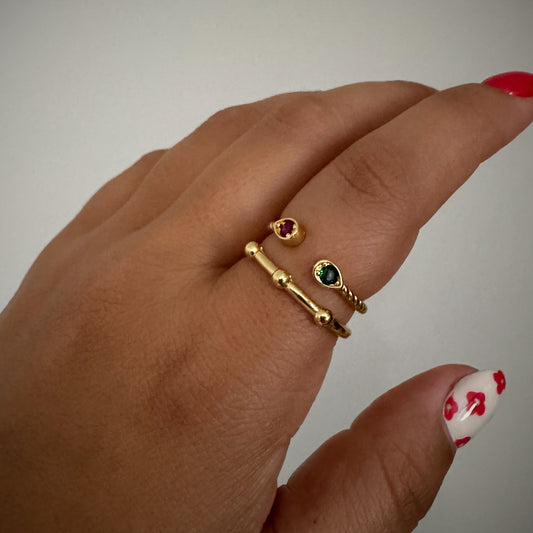 pink and green double ring