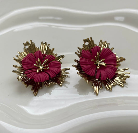 pink flower studs