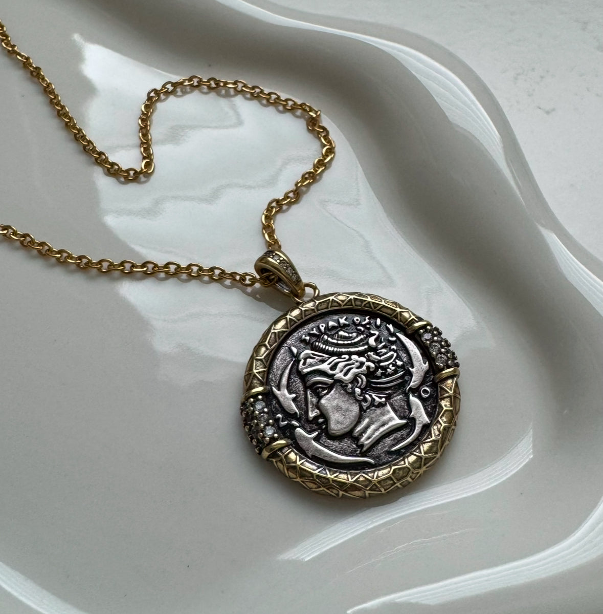 two tone coin necklace