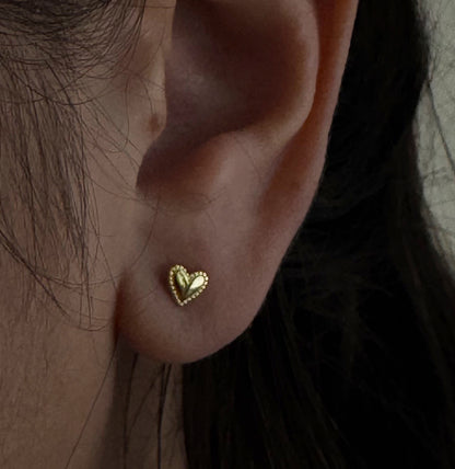 tiny gold heart studs
