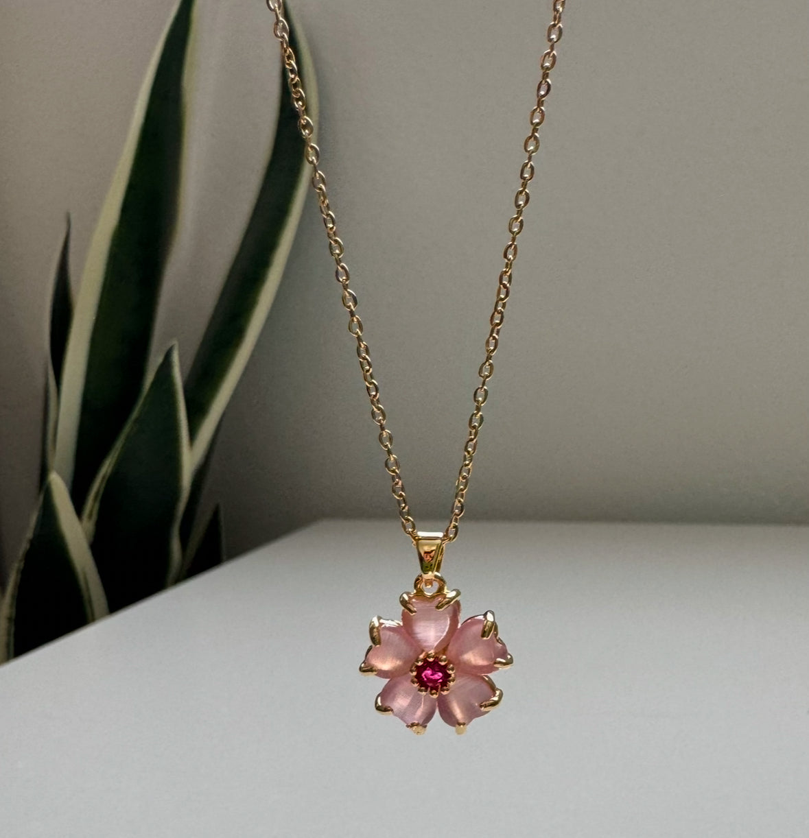 pink flower necklace