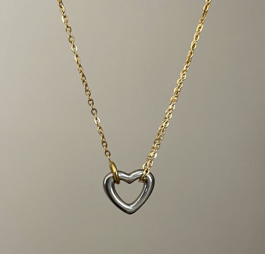 two tone heart necklace