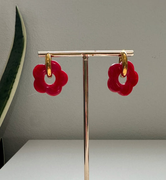 red flower hoops