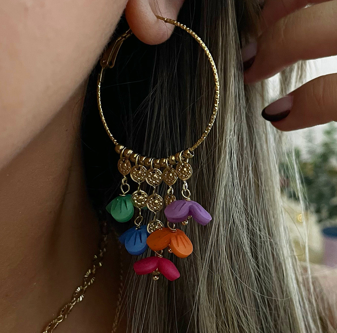 colorful garden hoops