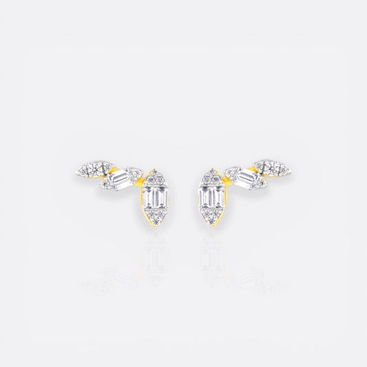 triple baguette studs