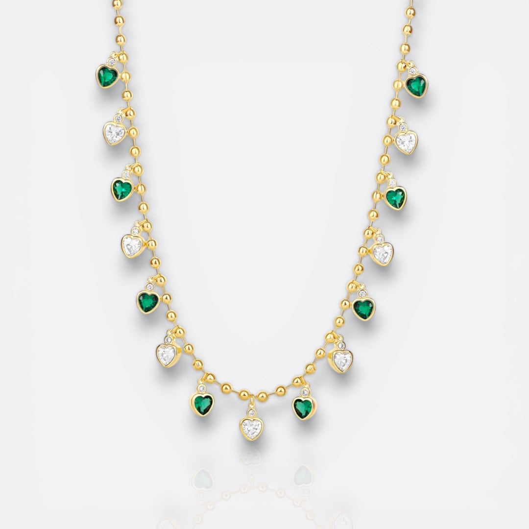 green hearts necklace