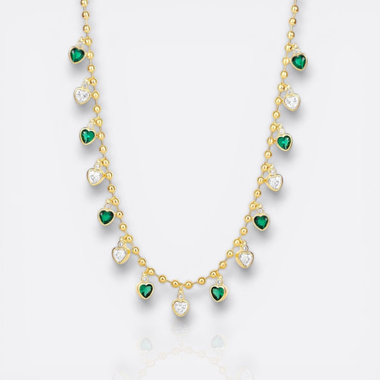 green hearts necklace