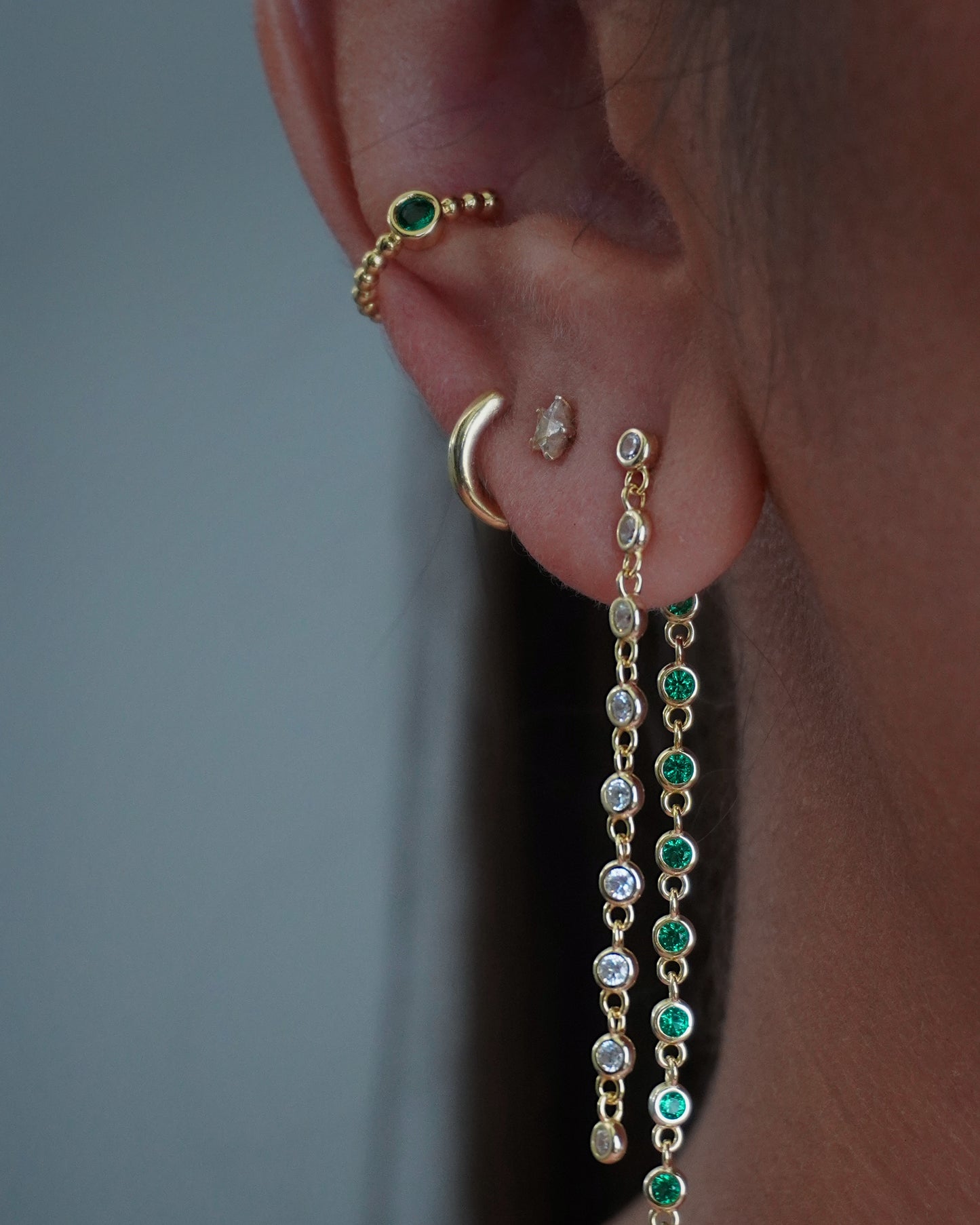 green cz earcuff
