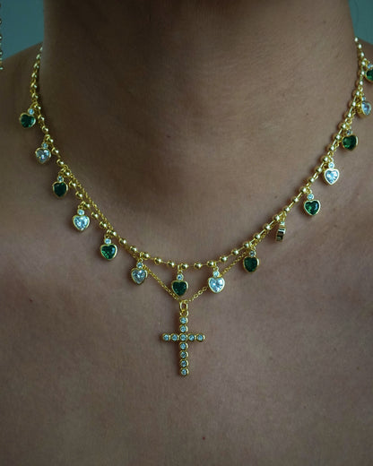green hearts necklace
