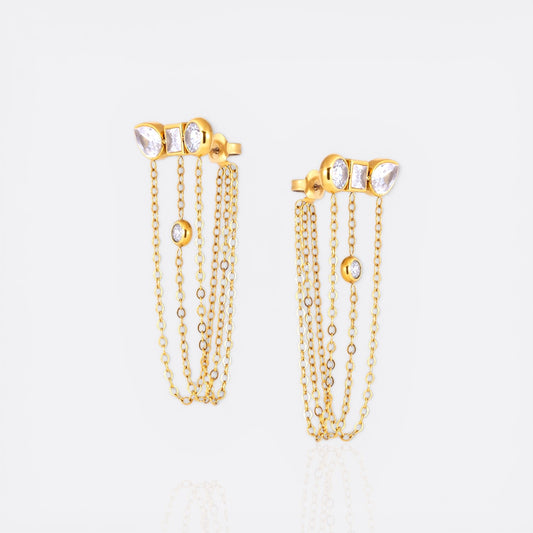 cz chained earrings