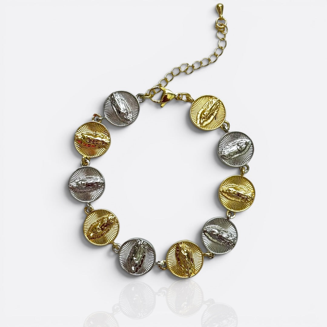 virgencita two tone bracelet
