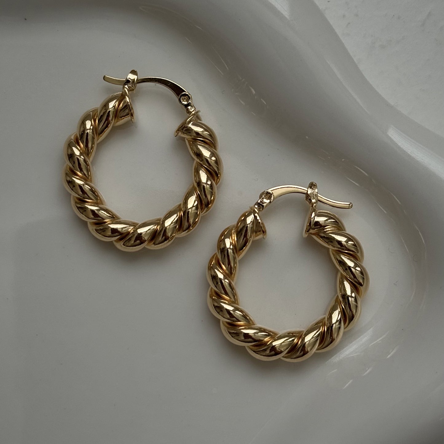 twisted gold filled hoops