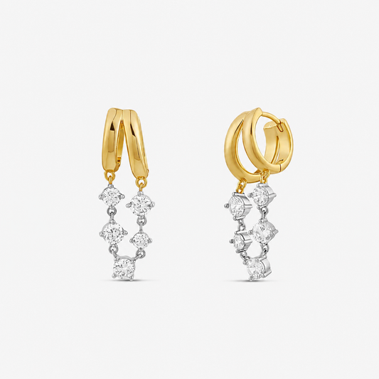 two tone dangle hoops