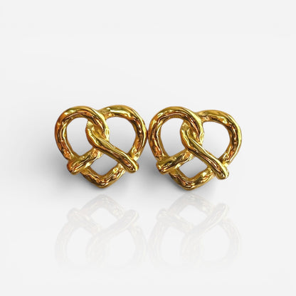 pretzel heart studs