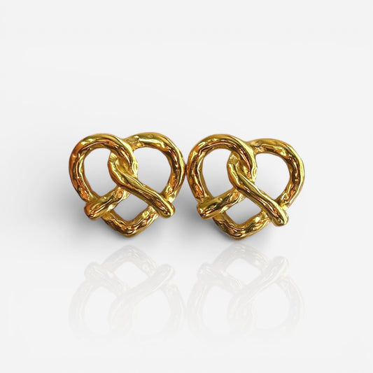 pretzel heart studs