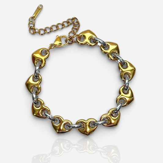 two tone heart bracelet