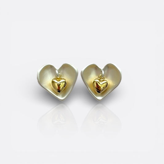 two tone heart studs